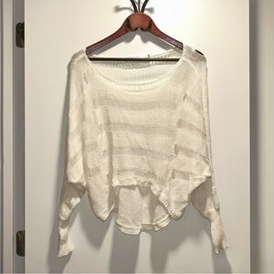 Pippa Lynn White bohemian knit sweater 0/S one size 100% cotton